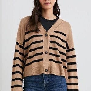 Rails Geneva Cardigan in Camel Black Stripe (XS)